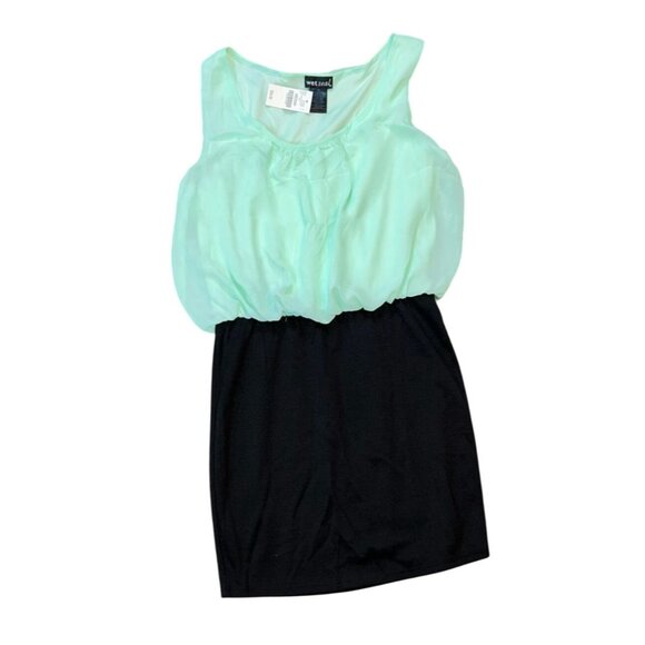 (5 for $25)Wet Seal Chiffon Top Colorblock Dress in Mint/Black Size Medium  NWT - Picture 8 of 9